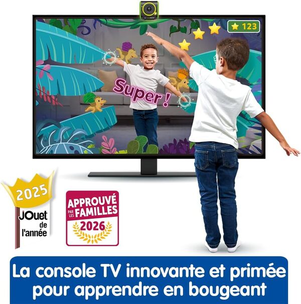 VTech - LeapMOVE Console TV Éducative - Apprendre en Bougeant avec 25 Aventures et Jeux Éducatifs - Console Jeux Enfant Plug & Play, USB-C/HDMI - Cadeau Enfant Dès 4 Ans - Contenu en Français