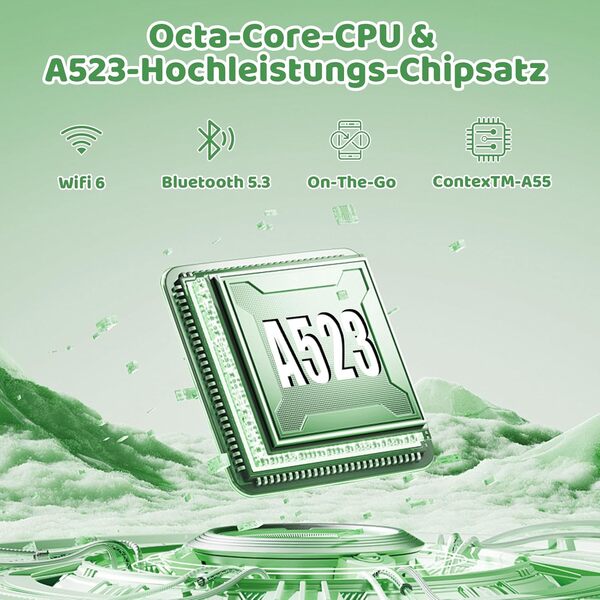 Kids Tablette Android 14 pour Enfants, processeur Octa-Core, 14 Go + 64 Go, 5000 mAh, contrôle Parental, WiFi 6, Bluetooth 5.3, boîtier sécurisé pour Les Enfants (Vert)