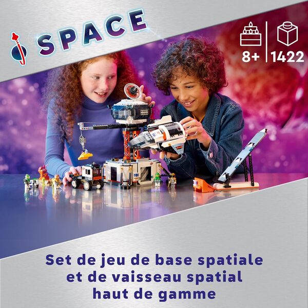 LEGO City La Station Spatiale et la Base de Lancement de Fusées, Jouet sur l'espace, Cadeau pour Enfants Dès 8 Ans, 6 Minifigurines, Jouet de Robot et 2 Figurines d'Extraterrestres 60434