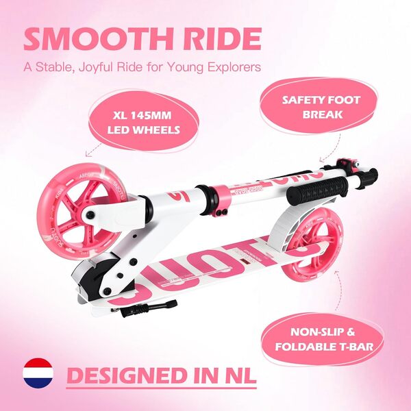 SUOTU Trottinette pour Enfants avec 2 Roue Lumineuse de 14,5 cm, Pliable, Hauteur Réglable, Scooter pour Garçons et Filles de 3 à 12 Ans, Charge Max. 50 kg, Aluminium