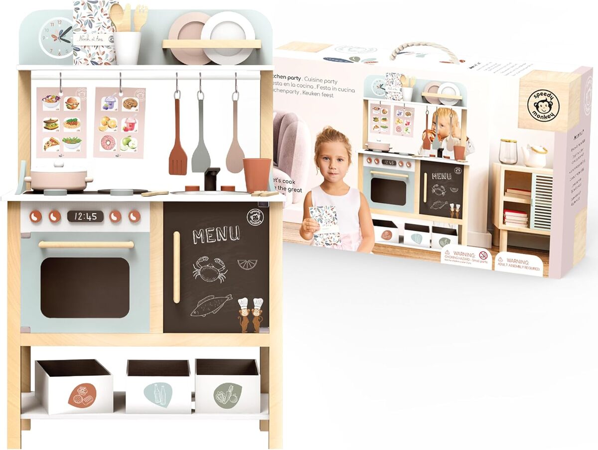 Test du jouet Speedy Monkey SP3001 : cuisine en bois colorée pour enfants