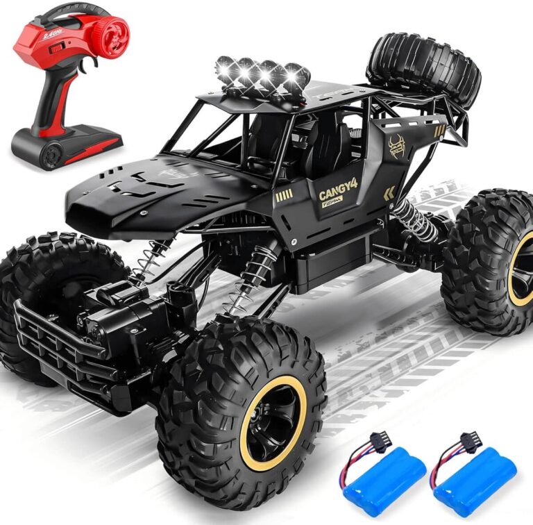 Camion Grue Télécommandé 1/12 – 4WD 2,4 GHz – Tout-terrain Avec Lumières – Batterie 7,4V 1200mAh – Jaune – Cadeau Enfant