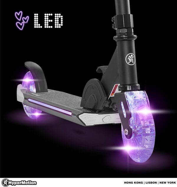 HyperMotion Ice Flash Trottinette Enfant LED 125mm – Pliable, Guidon Réglable, Frein Flex-Fender – pour Filles et Garçons 5+ Ans, Max 50kg, Éclairage Intelligent