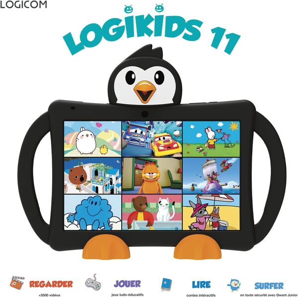 Logikids 11 - Tablette Enfant - 10.1 inch - 2GB - 32GB+128GB - Parent Control - Batterie 5000 mAh - Android 14 - Noir