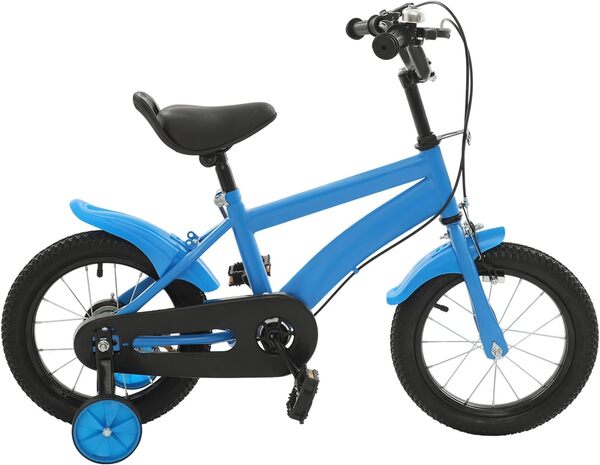 Vélo pour Enfant de 14 Pouces avec Roues d'entraînement et Garde-Boue, Hauteur Assise/Guidon réglable, équilibre et pédale, à partir de 3 Ans