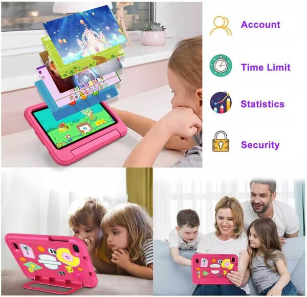 Tablette Enfants 7 Pouces Android 14 Tablette avec 10Go RAM+64Go ROM(TF 1To),ContrÃle Parental,WiFi 6, Bluetooth 5.0, Quad-Core,Tablette Tactile Educative -Rose