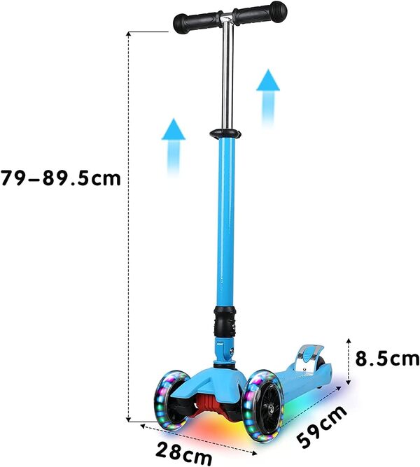 IMMEK Trottinette à 3 Roues Pliable pour Enfants à partir de 3 à 14 Ans Trottinette pour garçons et Filles avec 3 Roues LED en polyuréthane, Guidon réglable et Charge maximale de 50 kg