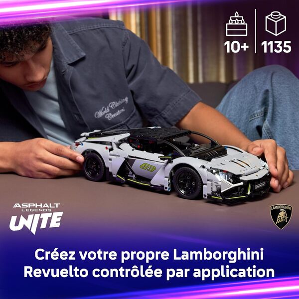 LEGO Technic Supercar Lamborghini Revuelto - Jouet de Construction - Voiture Télécommandée - Maquette avec Phares, Direction & Batterie Rechargeable - Cadeau pour Garçon dès 10 Ans 42214