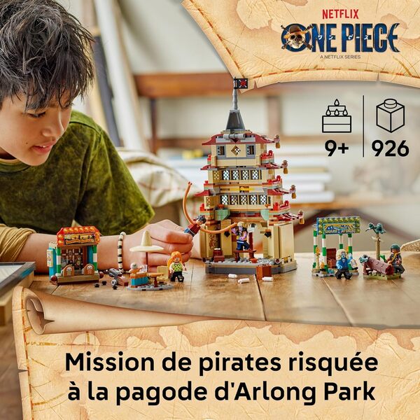 LEGO One Piece La Bataille d’Arlong Park - Jouet Interactif avec 5 Minifigurines Dont Luffy & Nami - Pagode Qui s'Effondre - Cadeau Anime pour Garçon, Fille ou Fan dès 9 Ans 75638