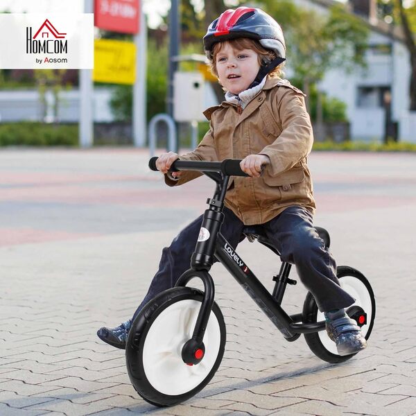 HOMCOM Vélo Enfant draisienne 2 en 1 roulettes et pédales Amovibles Roues 12