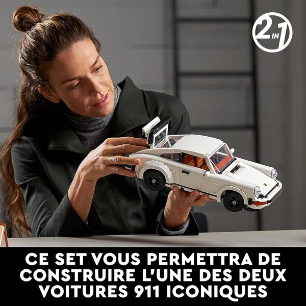 LEGO 10295 Icons Porsche 911 Voiture de Collection Jeu de Construction Adultes, Modèle 2en1 Turbo Targa à Collectionner