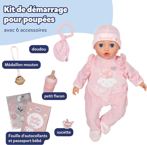 Baby Born Annabell 43 cm - Poupée Souple avec 7 Fonctions électroniques et Sons - Convient aux Enfants à partir de 3 Ans - Poupée avec Accessoires - Piles Non fournies