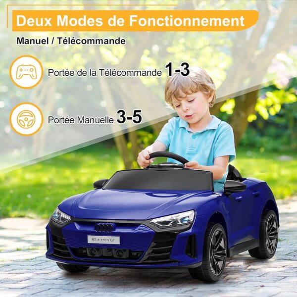LALAHO Voiture véhicule électrique Enfant Audi avec Télécommande 2.4G, 12 V Véhicule électrique Enfant 2 Portes avec MP3 (Bleu)