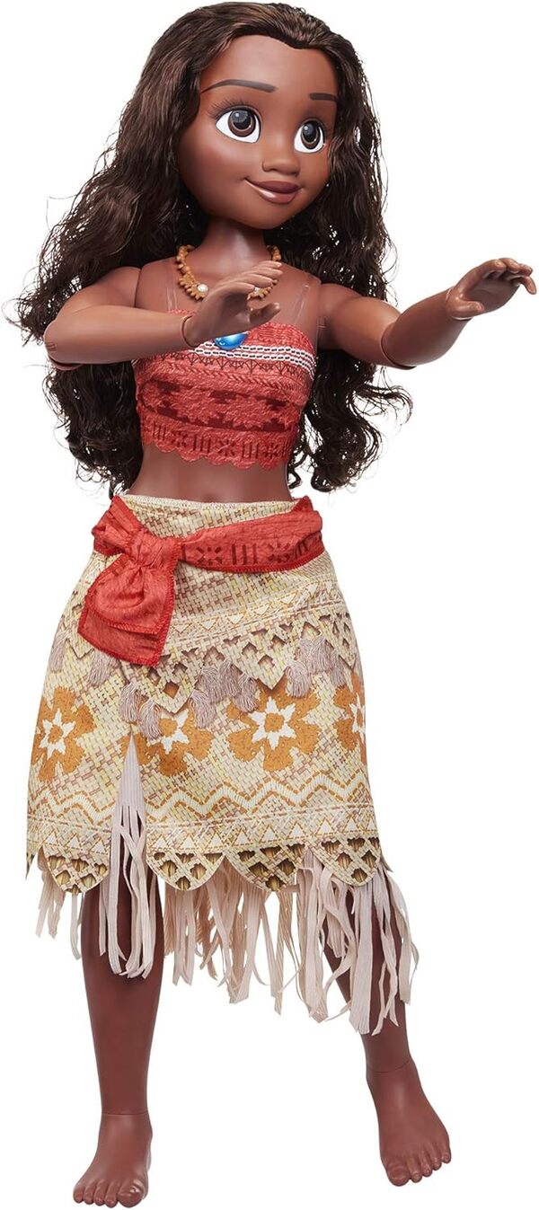 Disney Princesses - Grande Poupée Princesse Moana 81 Cm - Licence Officielle Disney - Poupée Articulée - Cheveux Bouclées Soyeux - Robe Et Accessoires Coiffures Inclus - Jouet Enfant 3 Ans+