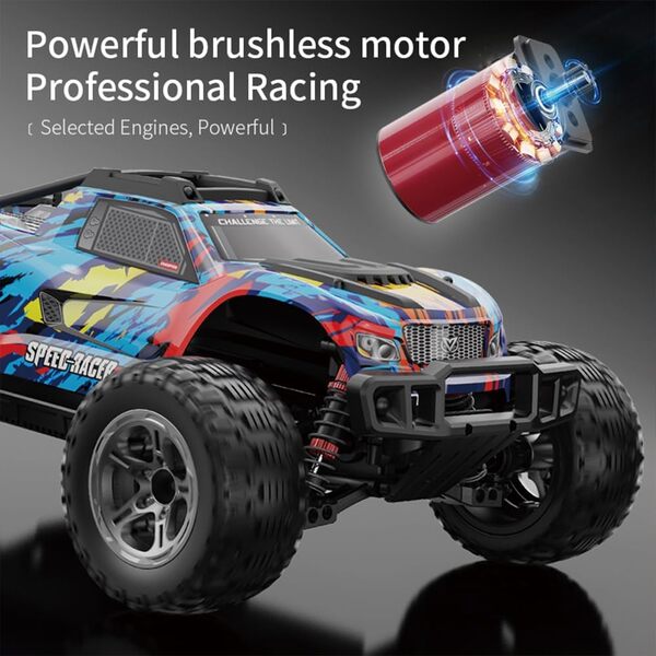 X-Verse KF10 1:10 Voiture télécommandée pour adultes, 4WD 60 km/h RC Auto étanche avec moteur 3S sans balais, 2,4 GHz tout terrain hors route RC Truggy RC Truck Crawler, 3 batteries (Bleu)