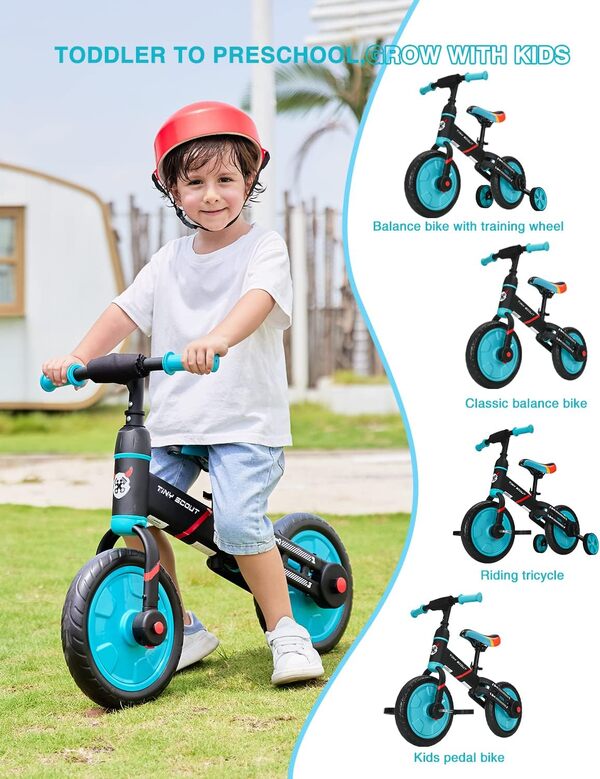 UBRAVOO Tiny Scout Vélo d'équilibre pour Enfants de 3 4 5 Ans, vélo 4 en 1 pour Enfants à partir de 3 Ans avec Roues et pédales d'entraînement,Cadre Sportif,Roues de 30 cm, Hauteur d'assise réglable
