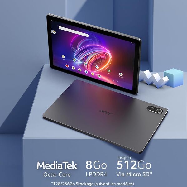 Acer Iconia Tab P11, Tablette Tactil 11'' 2K WUXGA IPS avec Portfolio Case (MediaTek MT8781, RAM 8 Go, SSD 128 Go, Bluetooth, USB-C, Wi-Fi, MicroSD, Android 14), Tablette Noir Finition Métal