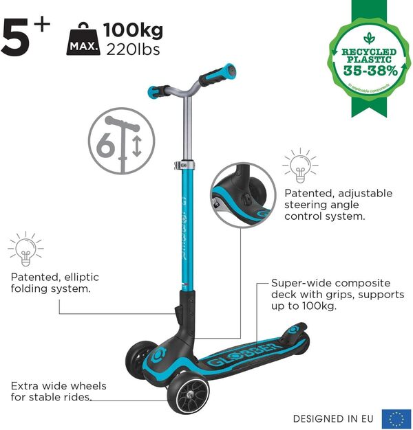 Globber - ULTIMUM - Trottinette pliable à 3 roues pour les enfants, les adolescents et les adultes
