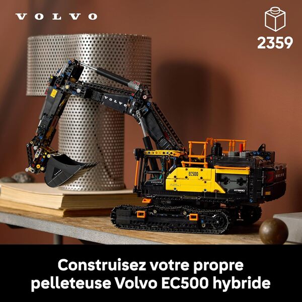LEGO Technic Pelleteuse Volvo EC500 Hybride - Maquette pour Adulte de Véhicule de Construction Motorisé - Bras Articulé & Chenilles Mobiles - Marteau & Pelle - Cadeau Original 42215