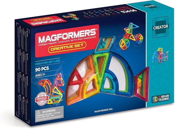 Magformers Creative 90 Blocs de Construction magnétiques Jeu éducatif STEM avec 90 pièces et 13 Formes différentes.