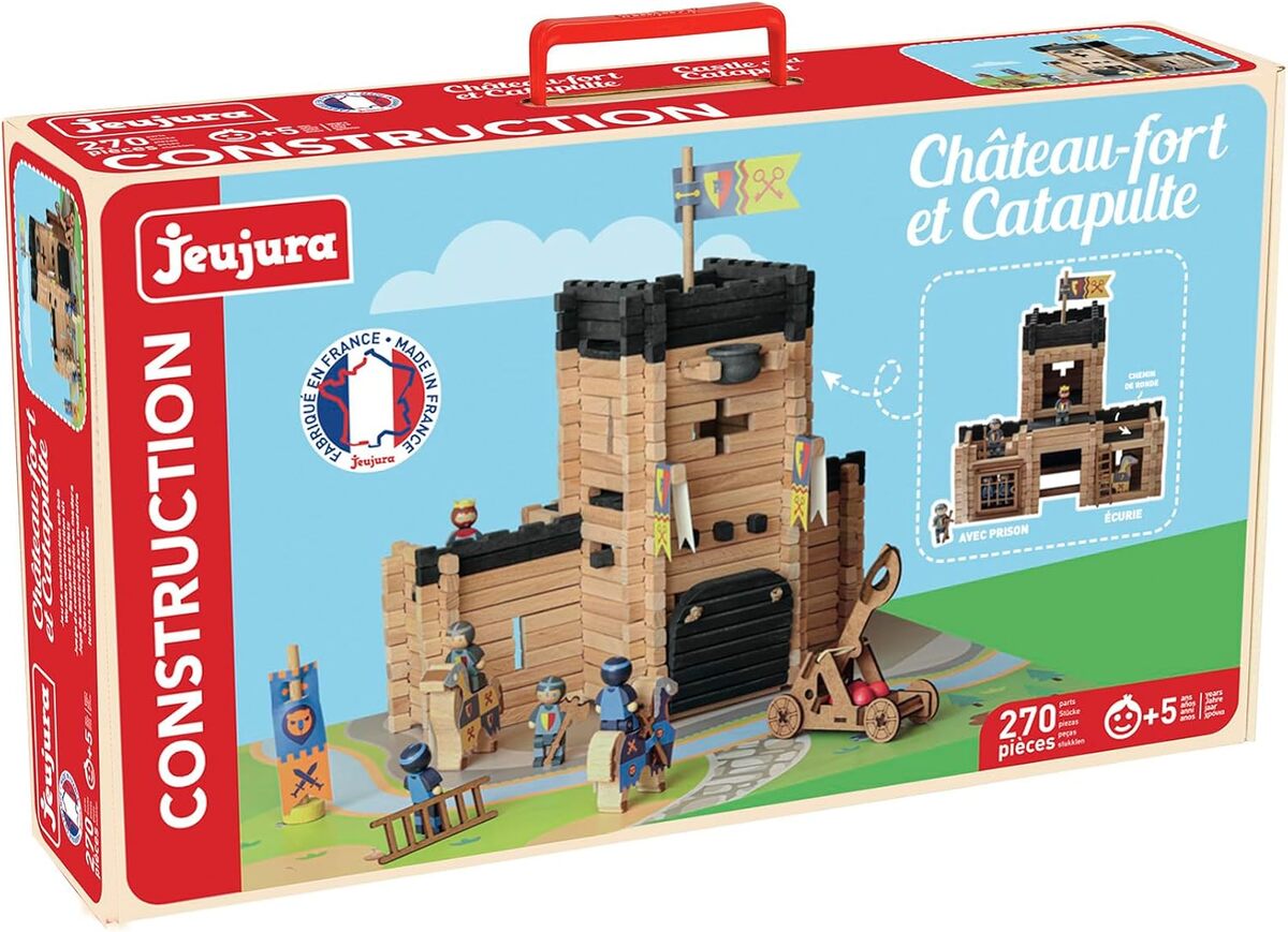 Test du jeu de construction Jeujura 8028 : château fort et catapulte en bois
