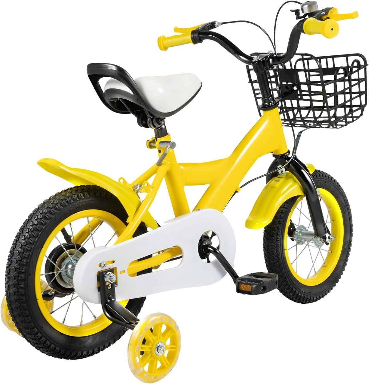 Test vélo unisexe 12 pouces jaune avec stabilisateurs