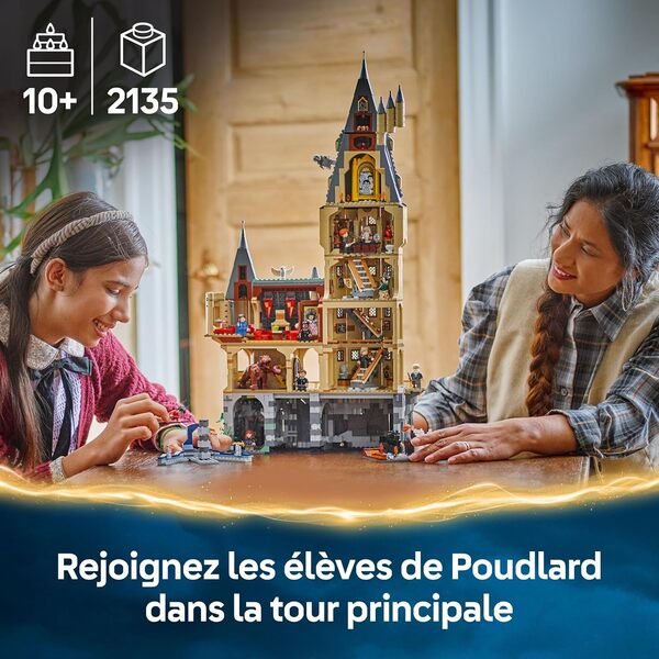 LEGO Harry Potter Le Château de Poudlard : la Tour Principale - Jeu interactif avec salles modulaires clés Volantes & échecs - 12 minifigurines - Cadeau garçon ou Fille dès 10 Ans ou Adulte 76454