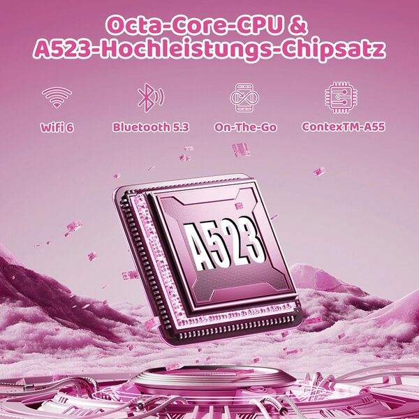 Kids Tablette Android 14 pour Enfants, processeur Octa-Core, 14 Go + 64 Go, 5000 mAh, contrôle Parental, WiFi 6, Bluetooth 5.3, boîtier sécurisé pour Les Enfants (Rose)