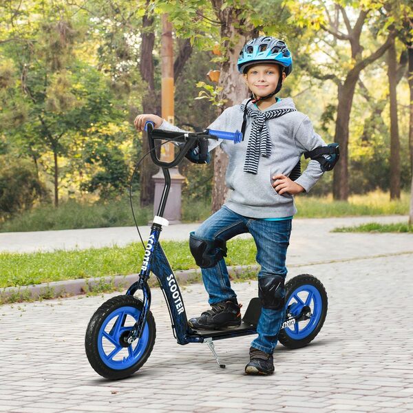 AIYAPLAY Trottinette Enfant patinette Scooter Enfant de 6 à 12 Ans Grandes Roues Ø30 cm Hauteur réglable Frein arrière béquille