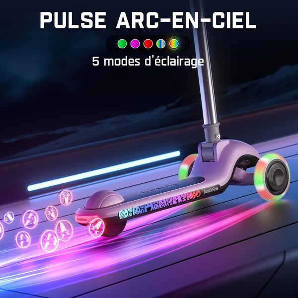FanttikRide K9 Pro Trottinette Electrique pour Enfants, 3/6/10 km/h, Mode Vitesse IA, Charge Rapide Type-C, 5 Modes D'éclairage, Guidon Réglable, pour Enfants Jusqu'à 60 kg