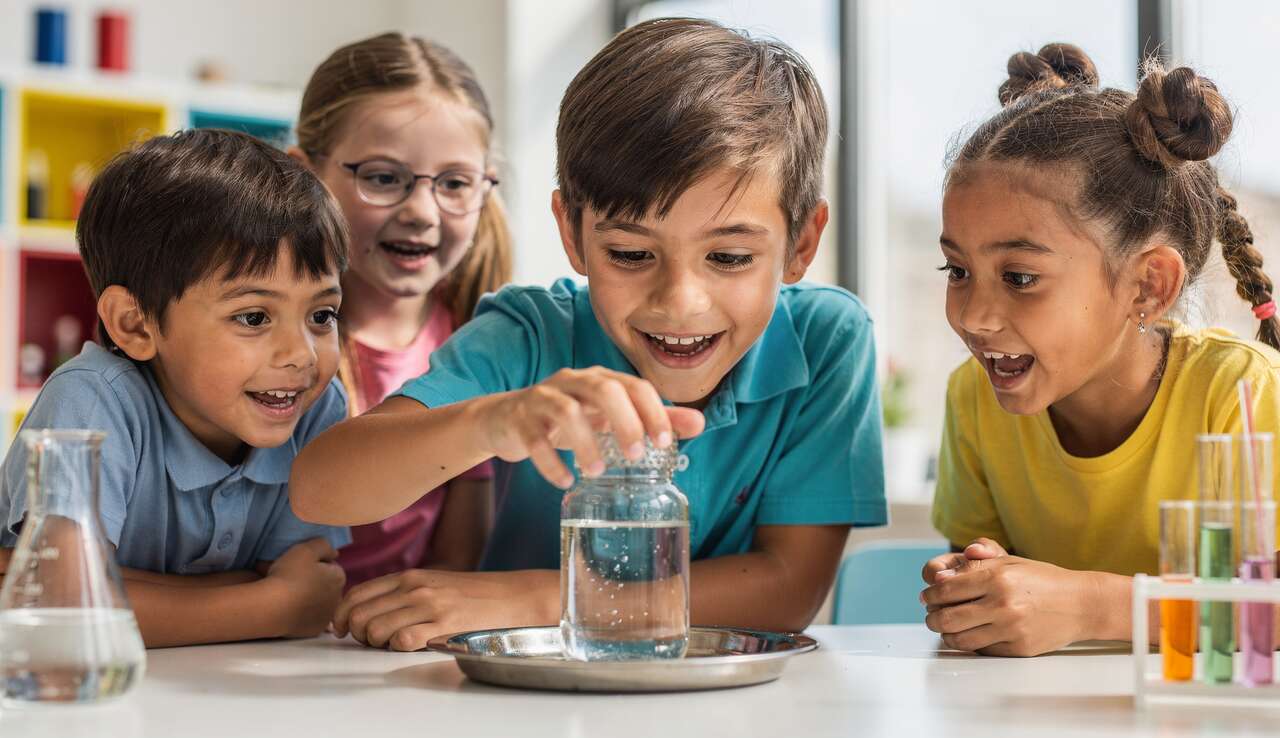 Expérience scientifique : le verre à l'envers pour enfants