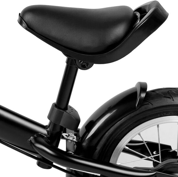 SPIELWERKŽ Draisienne pour Enfants Noir Guidon Selle réglable Frein Vélo d'apprentissage 12 Pouces Vélo d'équilibre Bike Pneus