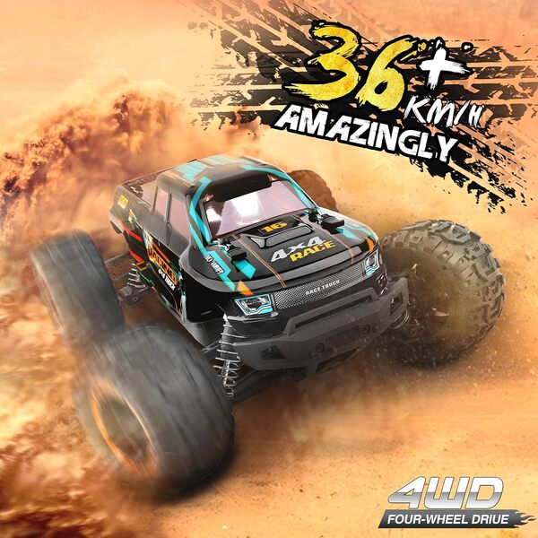 HAIBOXING Voiture Télécommandée 1/16 4WD 2,4 GHz RC Voiture Haute Vitesse 36 km/h Camion Monstre Tout Terrain Chenille Étanche Buggy Jouet de Passe Temps pour Adultes et Enfants