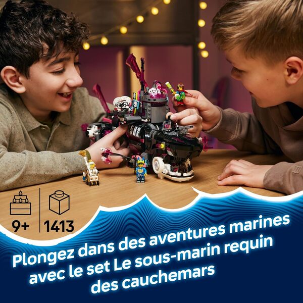 LEGO Dreamzzz Le sous-Marin Requin des Cauchemars - Jouet Modulaire avec 2 Options De Construction - 2 Engins Volants Amovibles & 5 Minifigurines Dont Astrid - Cadeau Garçon Ou Fille Dès 9 Ans 71500