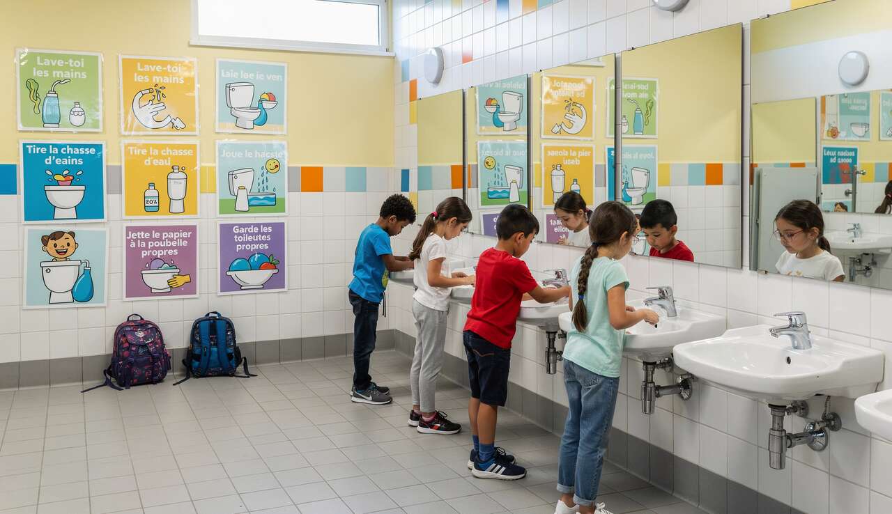 Affiche éducative : règles pour les toilettes en classe