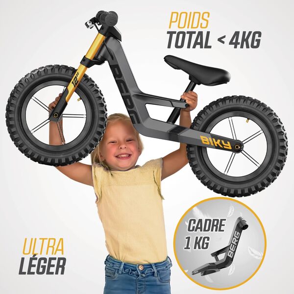 Berg Biky Cross Vélo sans pédales pour Enfants à partir de 2 Ans, Roues 30,5 cm, Frein à Main, Design sûr et léger, réglable pour la Croissance
