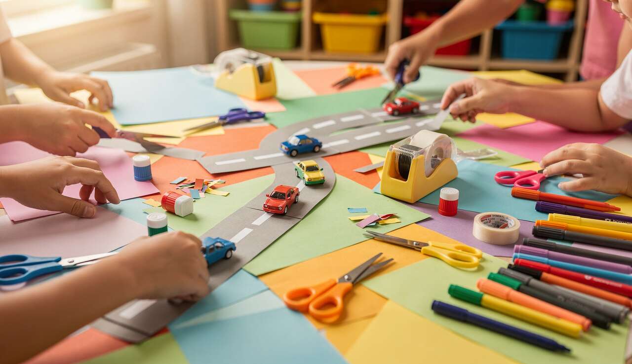 Mat&eacute;riel n&eacute;cessaire pour r&eacute;aliser une route en papier