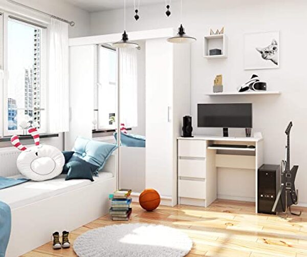 Découvrez notre analyse détaillée du bureau Megaastore 3 tiroirs gauche blanc aux dimensions 90x77x50 cm, parfait pour optimiser votre espace de travail avec style et praticité.