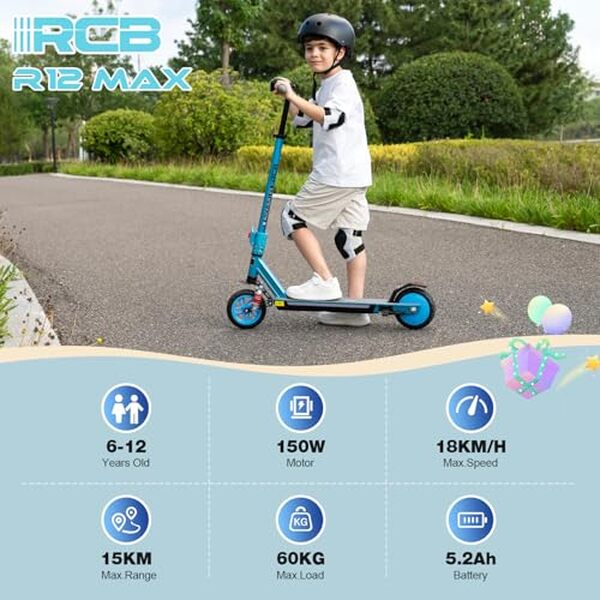 Découvrez la RCB R12 Max, une trottinette électrique pour enfants, pliable avec lumières LED et écran pour une conduite fun et sécurisée. Idéal pour des balades en toute sécurité.