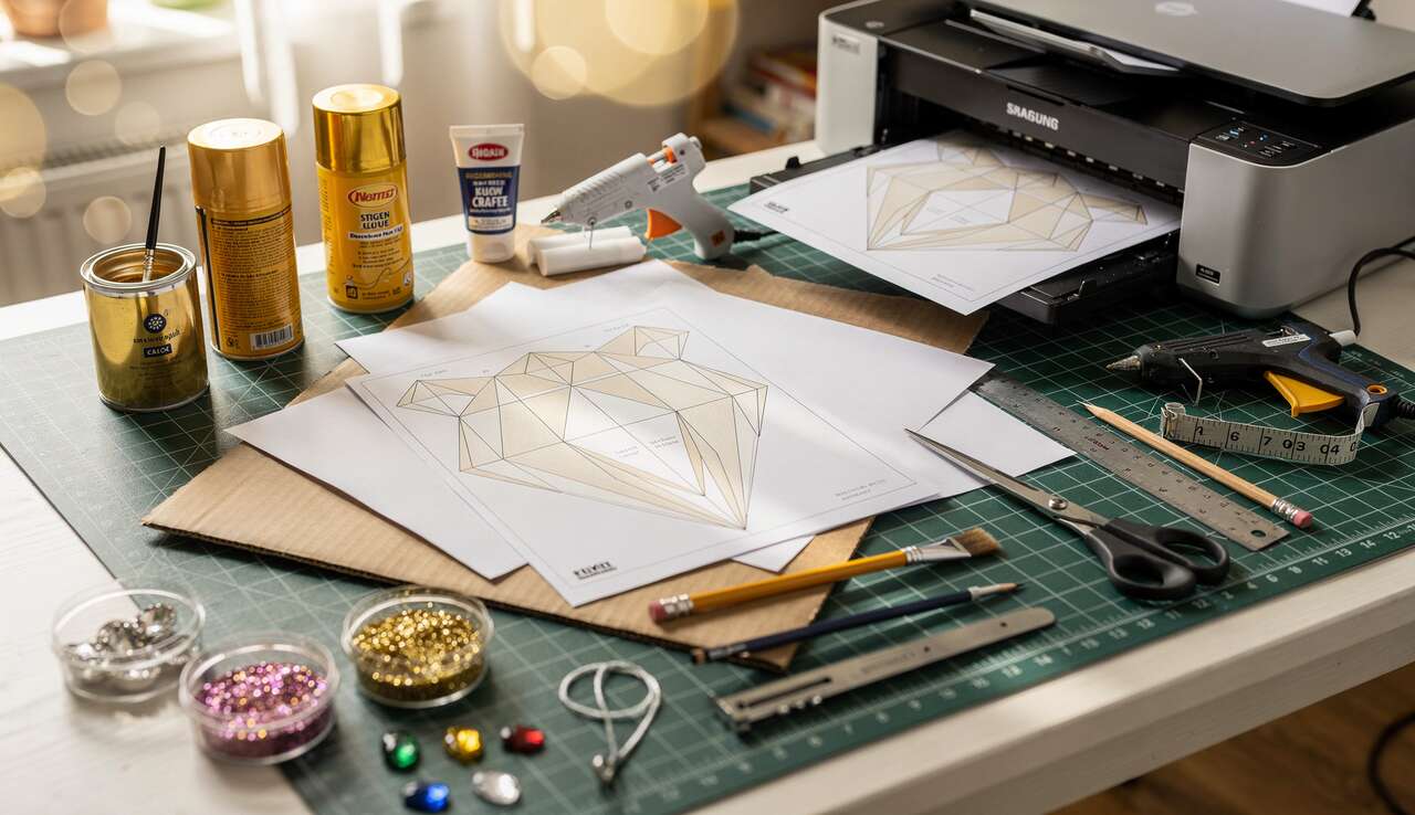 Couronne de roi à fabriquer avec diamants à imprimer