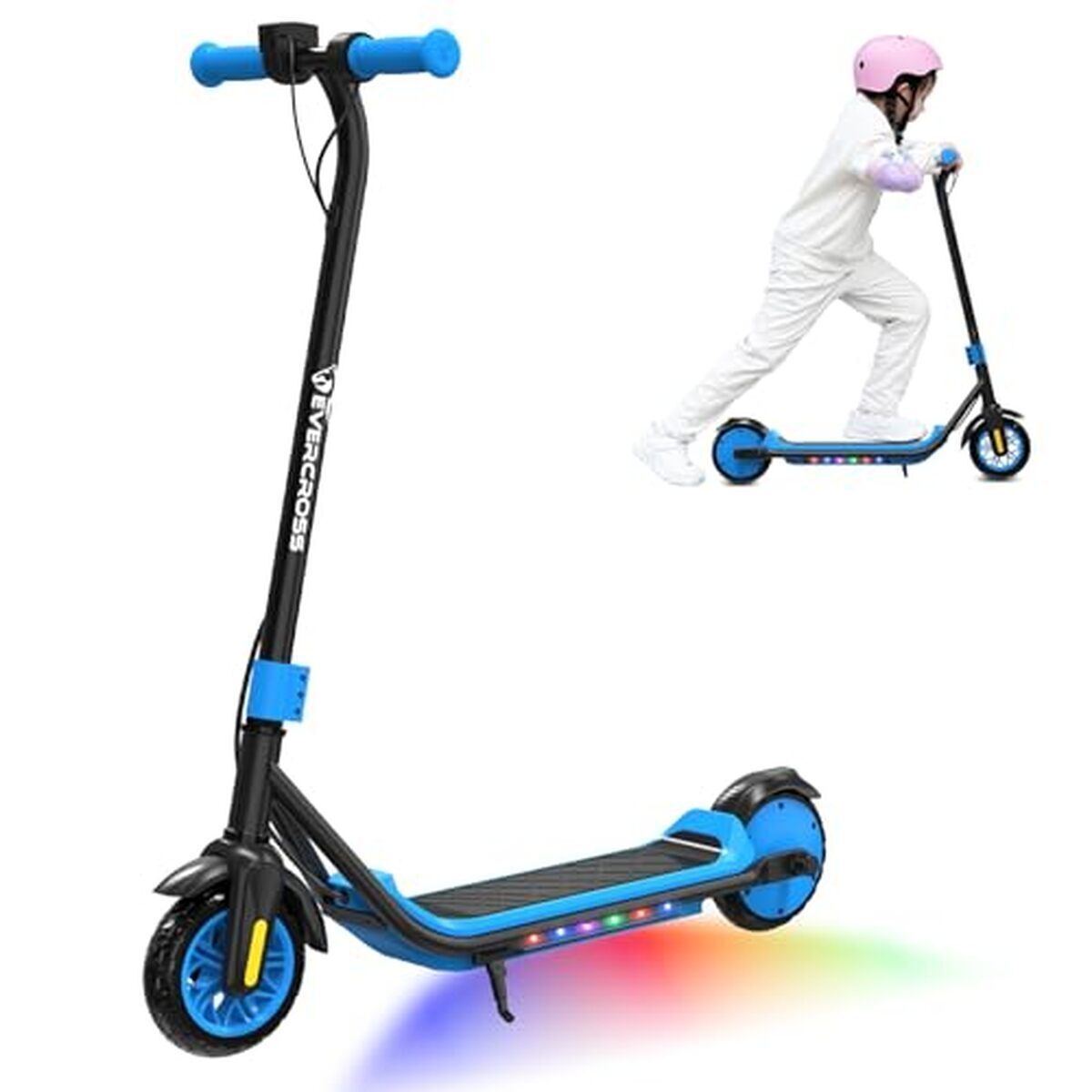 Test de la trottinette électrique Evercross pour enfants : autonomie 15 km et lumières multicolores