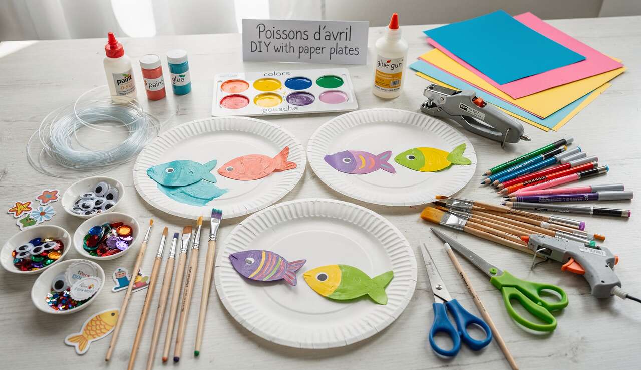 Poissons d'avril DIY avec assiettes en carton