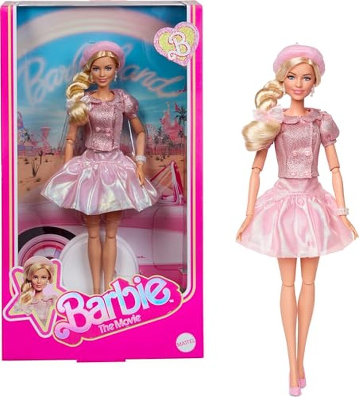 Critique : barbie, le film poupée de collection - tenue rose et bijoux