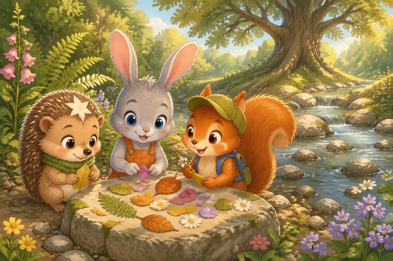 Mila et Noé invitent Hugo à aider pour une fête près du ruisseau.