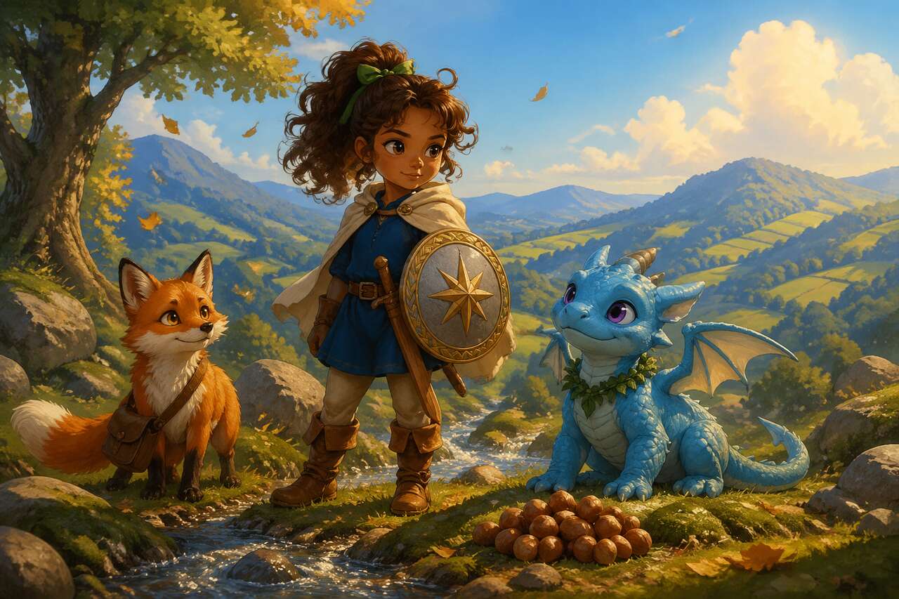 Sur les collines, Lily aide Brume le dragon à retrouver son rire