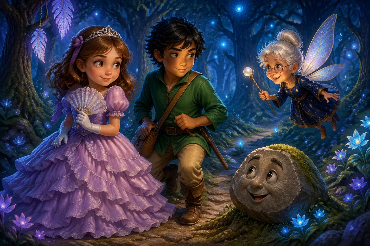 Dans la forêt enchantée, la fée Paillette propose trois épreuves pour retrouver les masques.