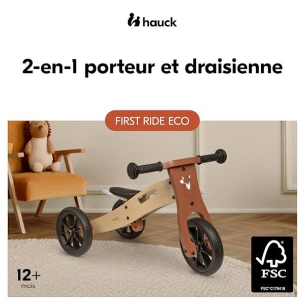 Découvrez notre test complet du tricycle draisienne Hauck First Ride Eco 2in1. Un jouet en bois évolutif dès 1 an : avis, caractéristiques et prix. 