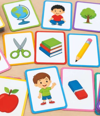 Vocabulaire scolaire : cartes à imprimer pour maternelle