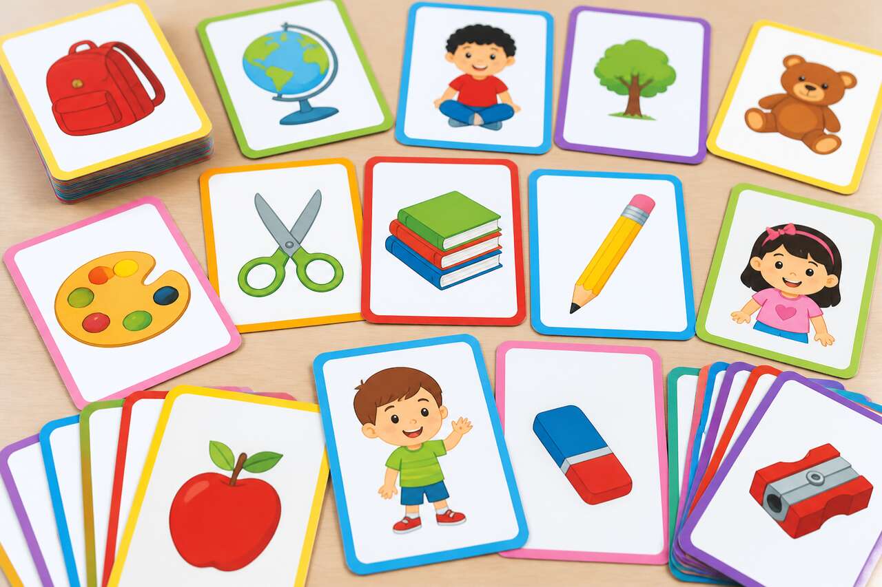 Vocabulaire scolaire : cartes à imprimer pour maternelle