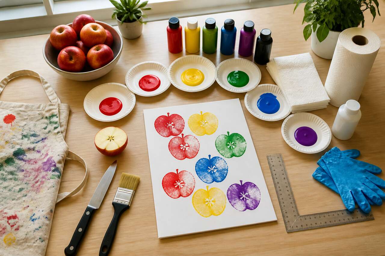 Tableau d'empreintes de pommes : activité DIY pour enfants